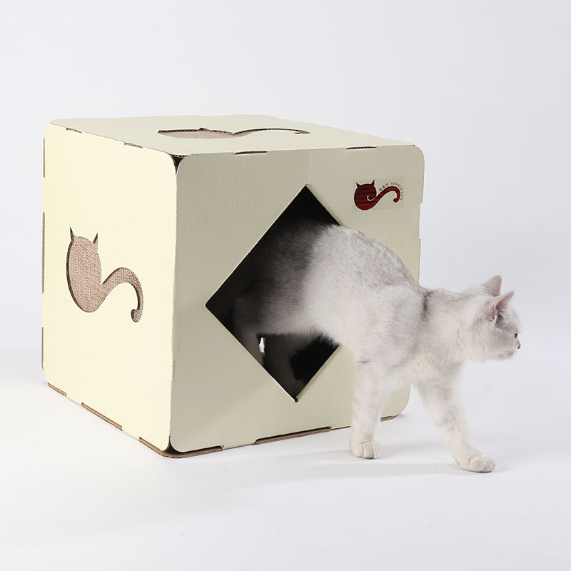 工厂低价定制环保的纸板猫窝方形猫屋
