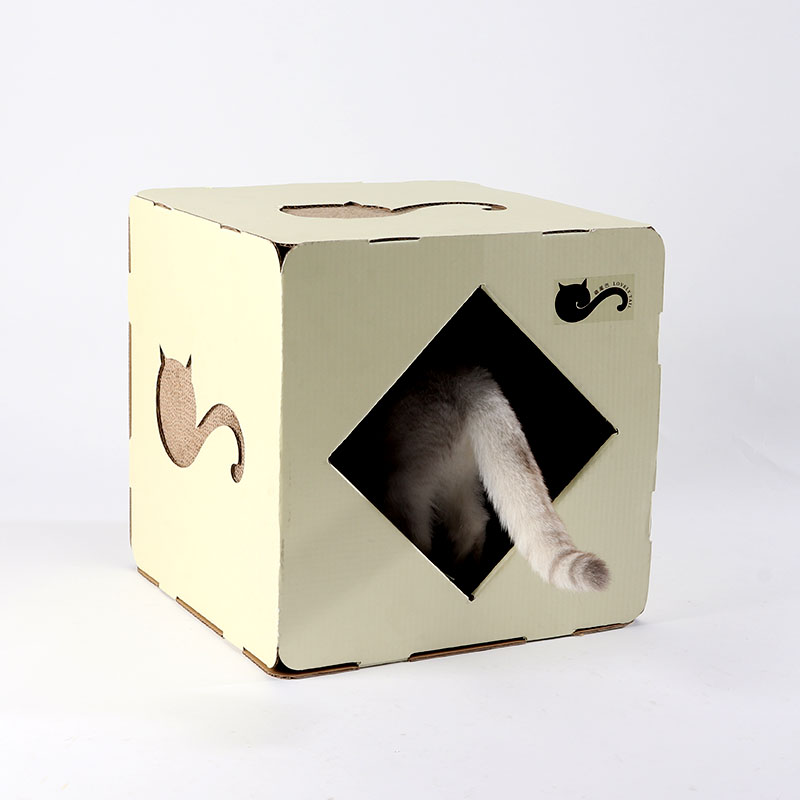工厂低价定制环保的纸板猫窝方形猫屋