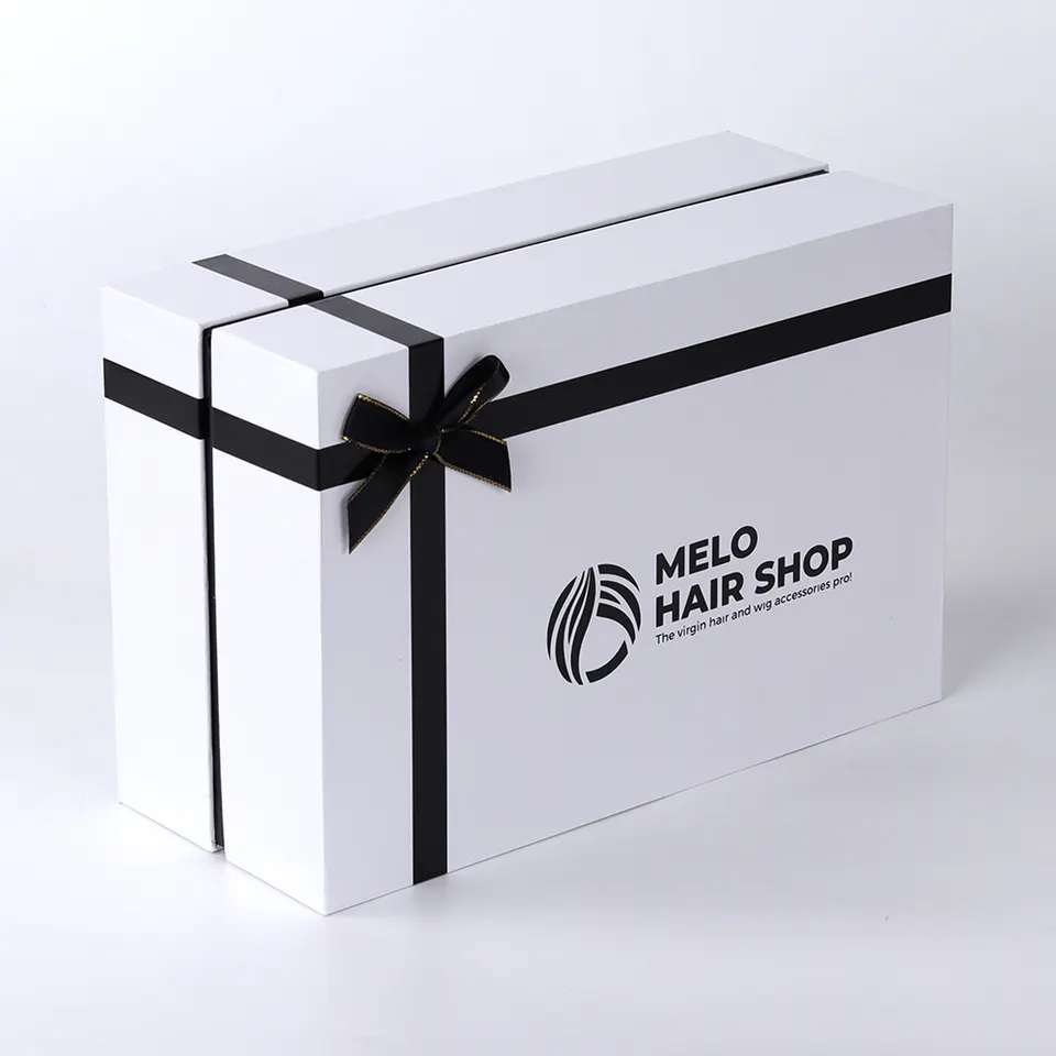 精品天地盖礼盒饰品盒可印LOGO白色蝴蝶结首饰包装盒定制定做