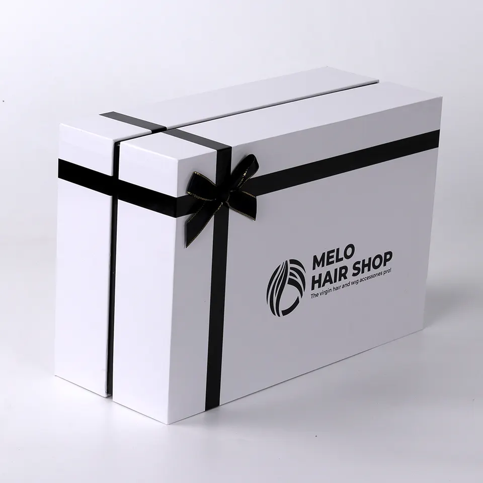 精品天地盖礼盒饰品盒可印LOGO白色蝴蝶结首饰包装盒定制定做