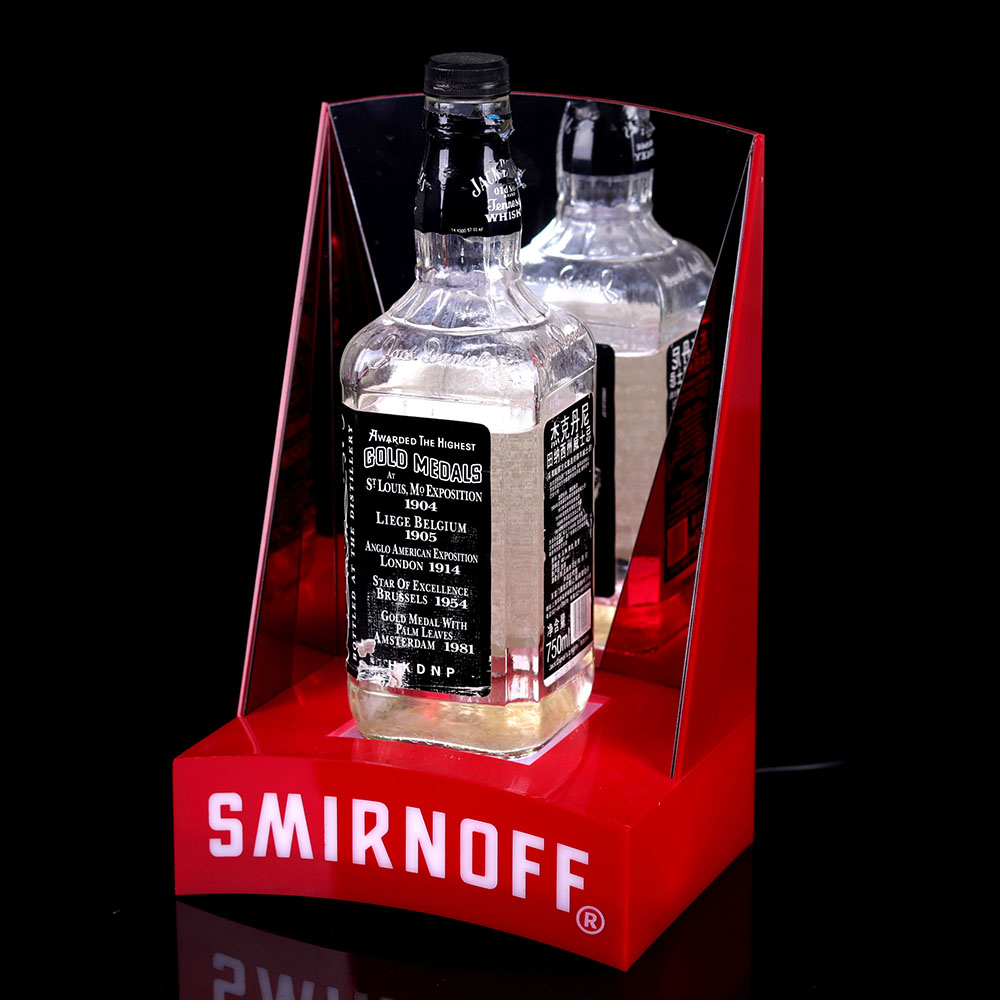 定制亚克力台面架桌面酒水饮料亚克力红色发光展示架