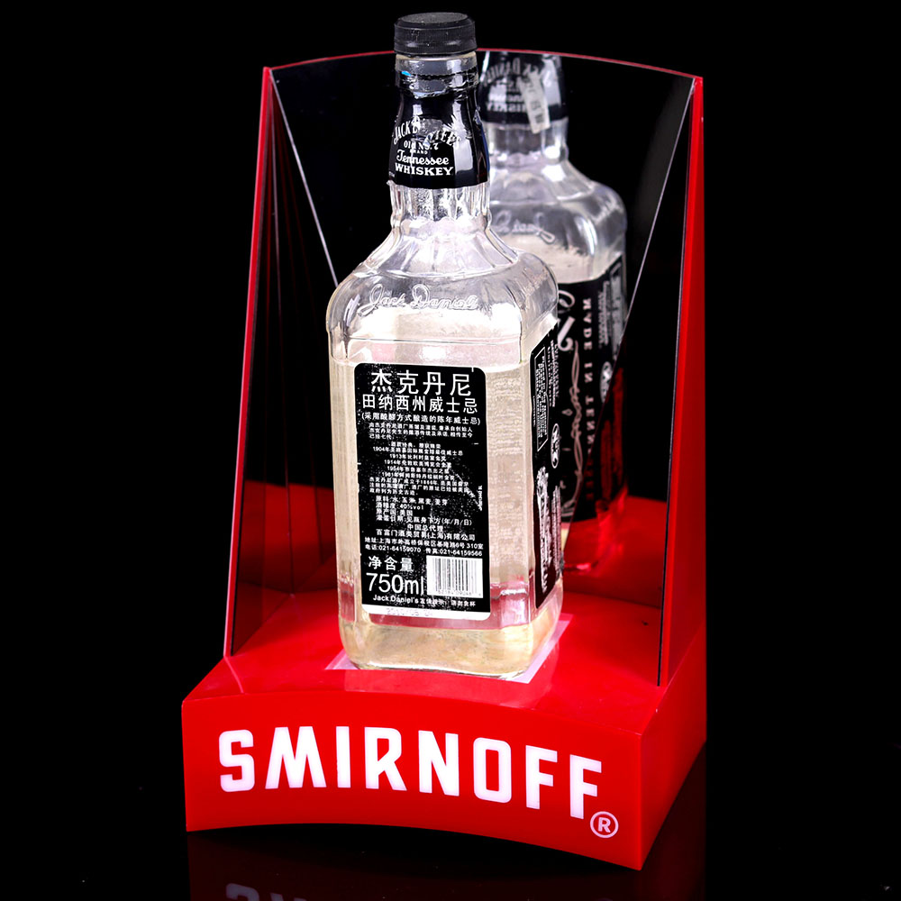 定制亚克力台面架桌面酒水饮料亚克力红色发光展示架