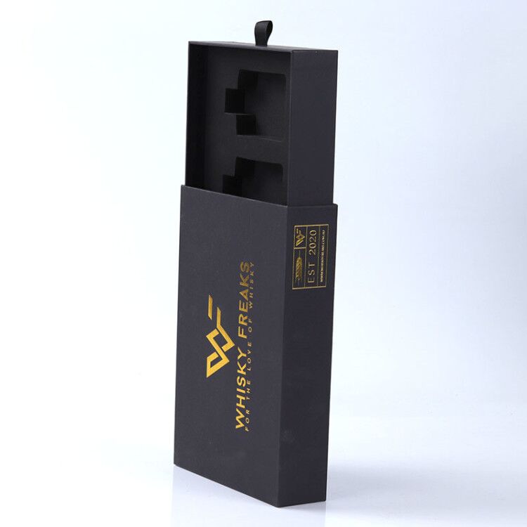 定制LOGO威士忌酒推拉抽屉式包装纸质礼盒带EVA内衬