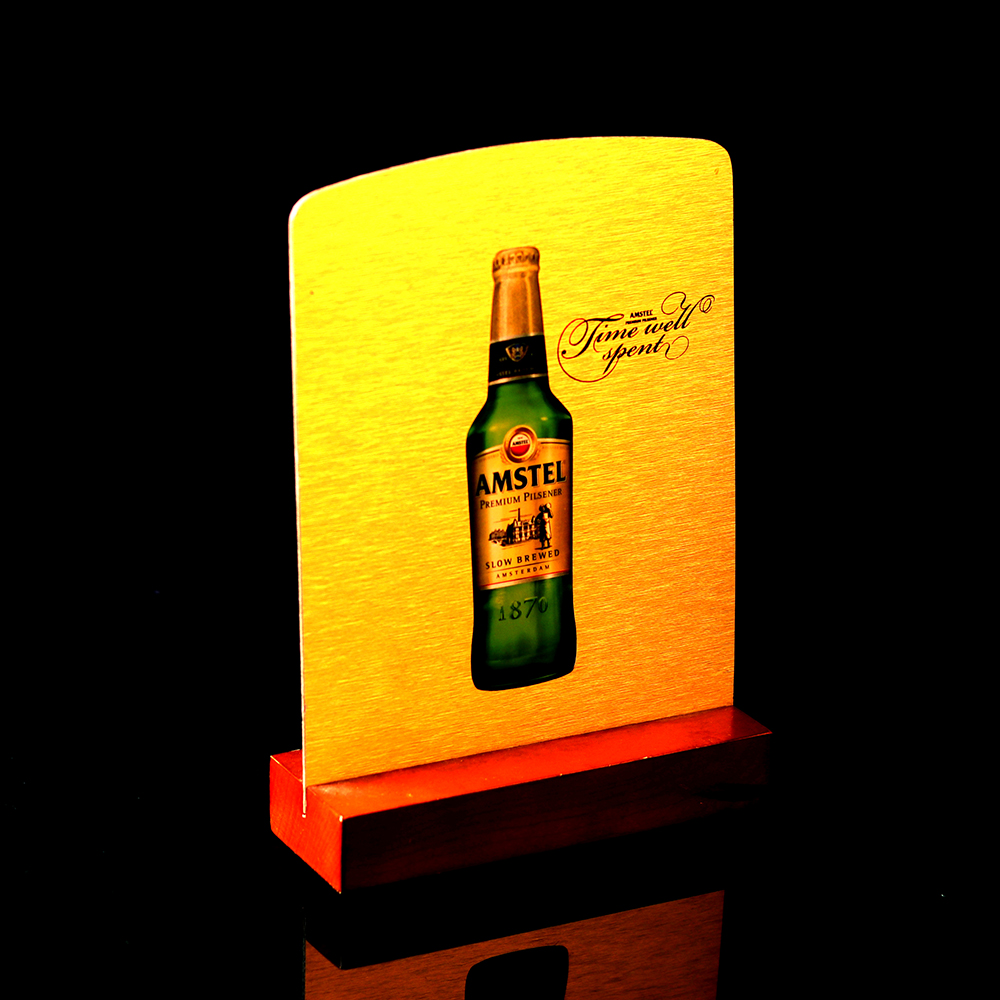 高端定制带有可移动木底座的亚克力桌面菜单架亚克力标识架