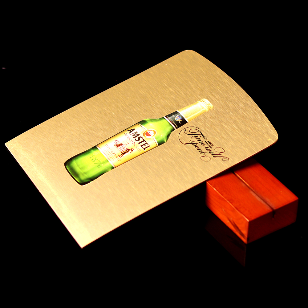 高端定制带有可移动木底座的亚克力桌面菜单架亚克力标识架