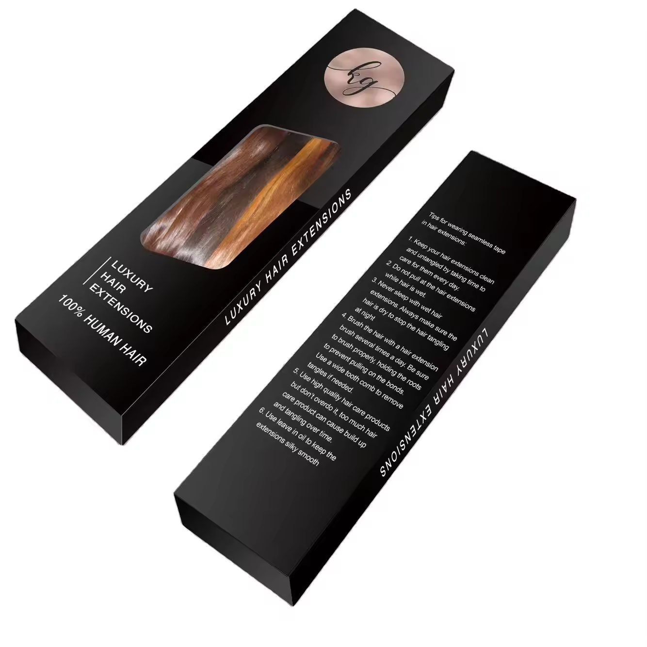 工厂专业定制带有pvc透明窗设计的假发包装卡盒可回收可折叠包装盒