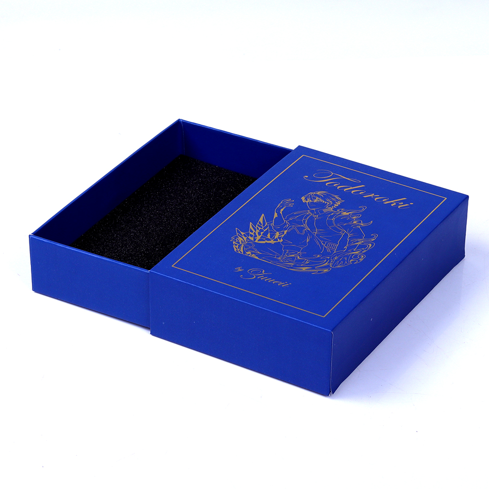 定制印刷深蓝色胸针别针徽章包装纸质抽屉礼盒 定制印刷深蓝色胸针别针徽章包装纸质抽屉礼盒