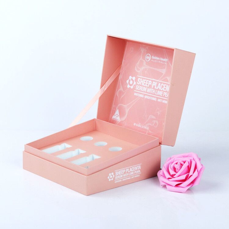 定制设计粉色翻盖纸质香水精油包装盒