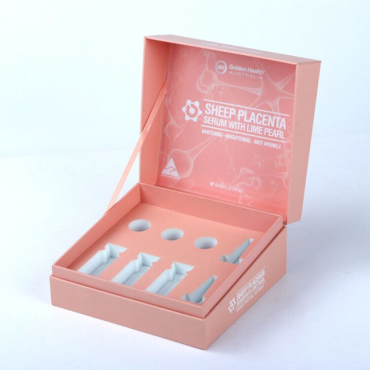 定制设计粉色翻盖纸质香水精油包装盒