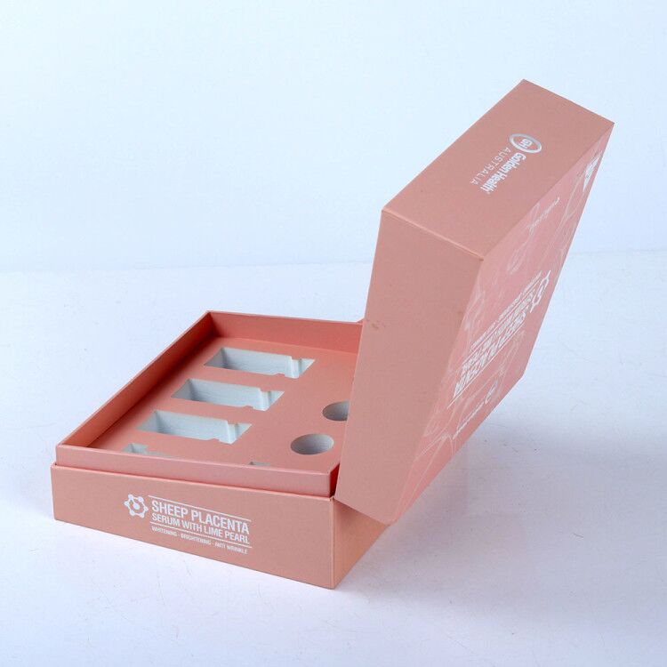 定制设计粉色翻盖纸质香水精油包装盒