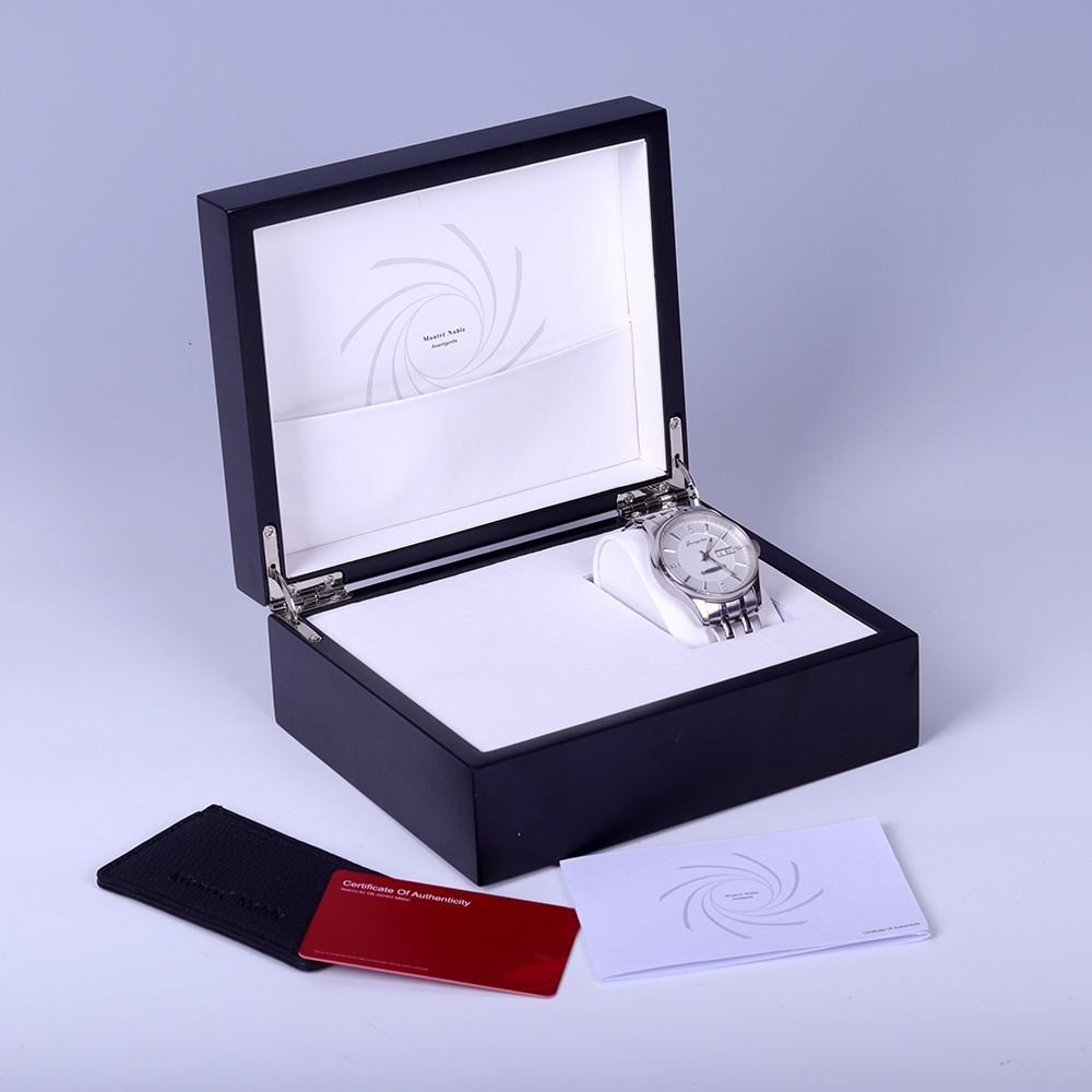 量身定制高端钢琴漆黑色木盒奢华含人造皮革手表包装木盒