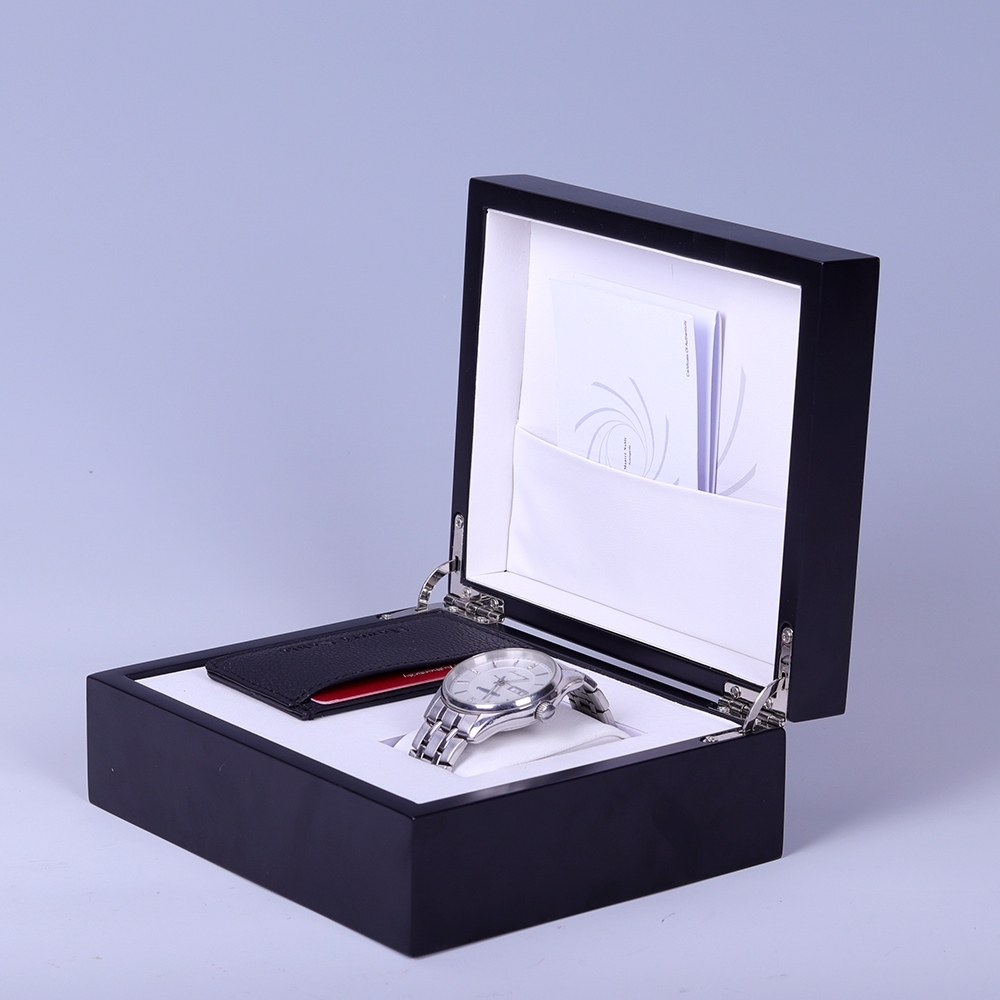 量身定制高端钢琴漆黑色木盒奢华含人造皮革手表包装木盒