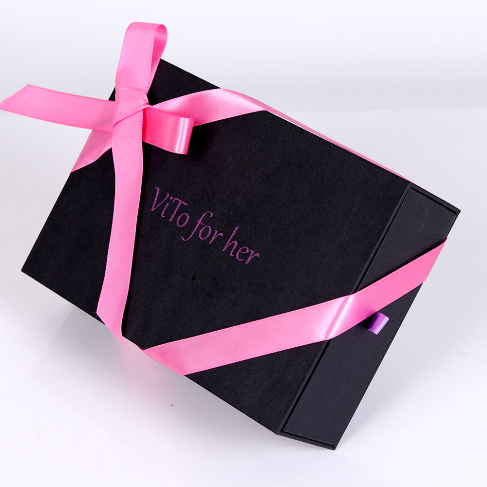 定制​黑色纸质包装盒豪华珠宝礼盒带丝带