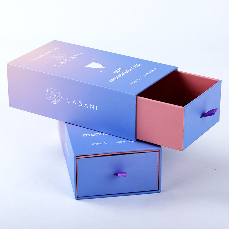 定制豪华抽屉礼盒渐变色长方形硬纸板月经杯包装盒
