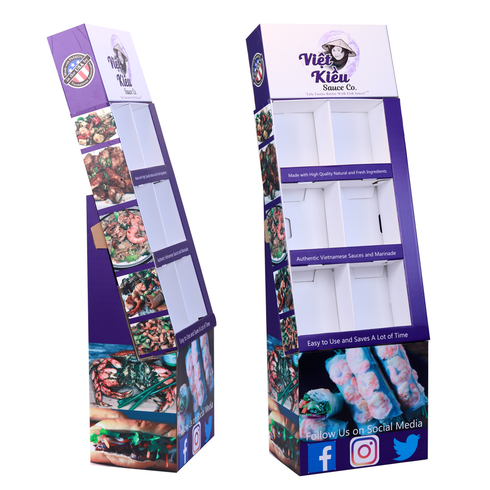 定制印刷品牌瓦楞纸落地式食品酱料展示架
