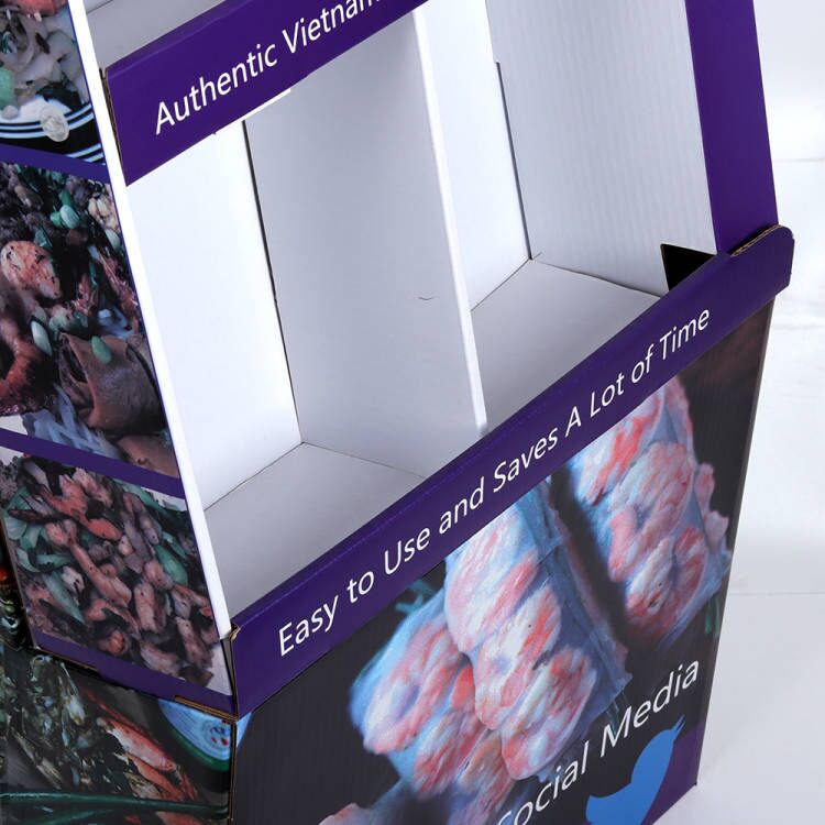 定制印刷品牌瓦楞纸落地式食品酱料展示架