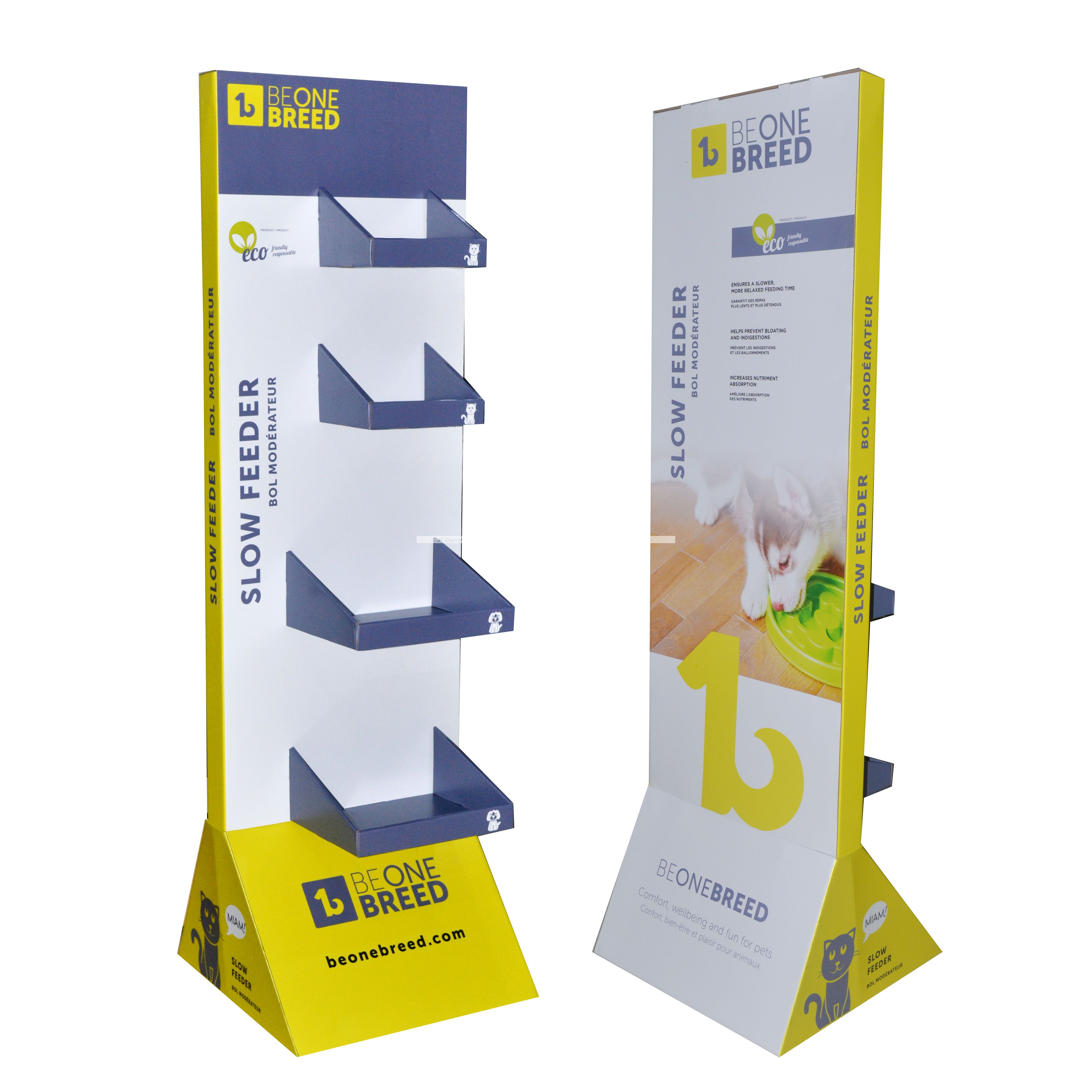 定制品牌宠物用品落地式瓦楞纸展示架