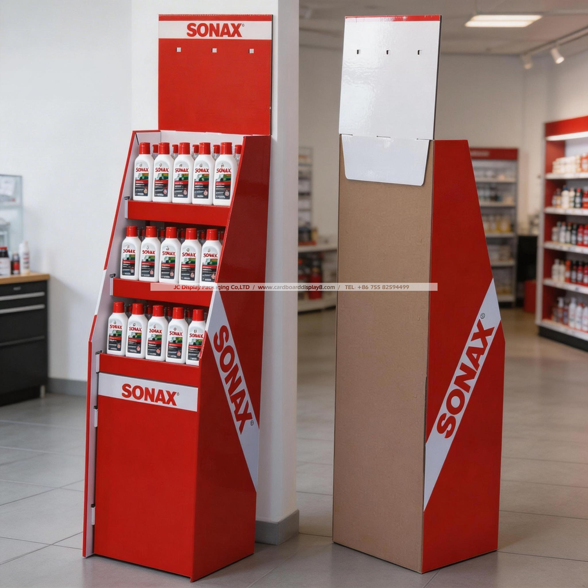 独家定制款SONAX多层瓦楞纸汽车用品展示架 独家定制款SONAX多层瓦楞纸汽车用品展示架