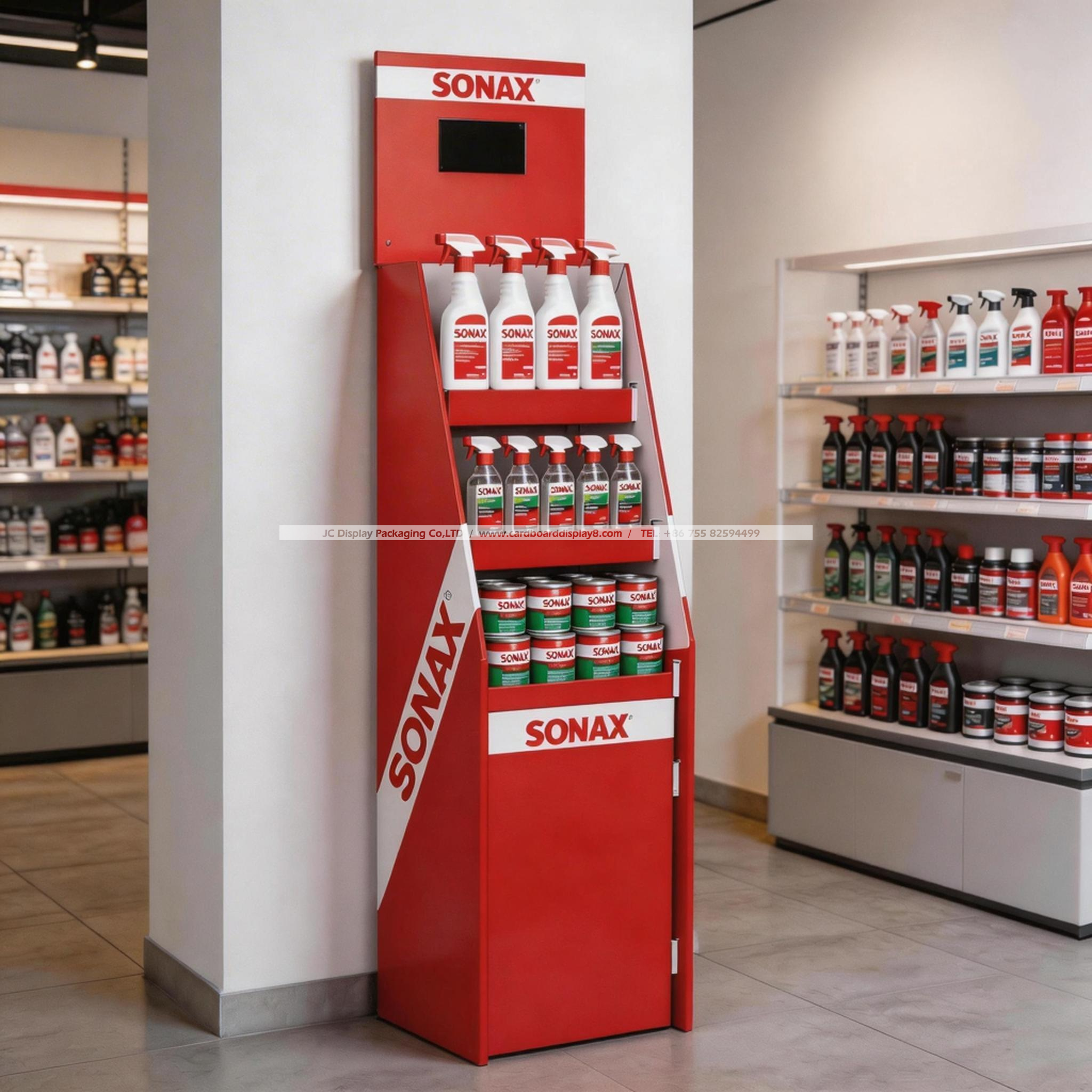 独家定制款SONAX多层瓦楞纸汽车用品展示架 独家定制款SONAX多层瓦楞纸汽车用品展示架