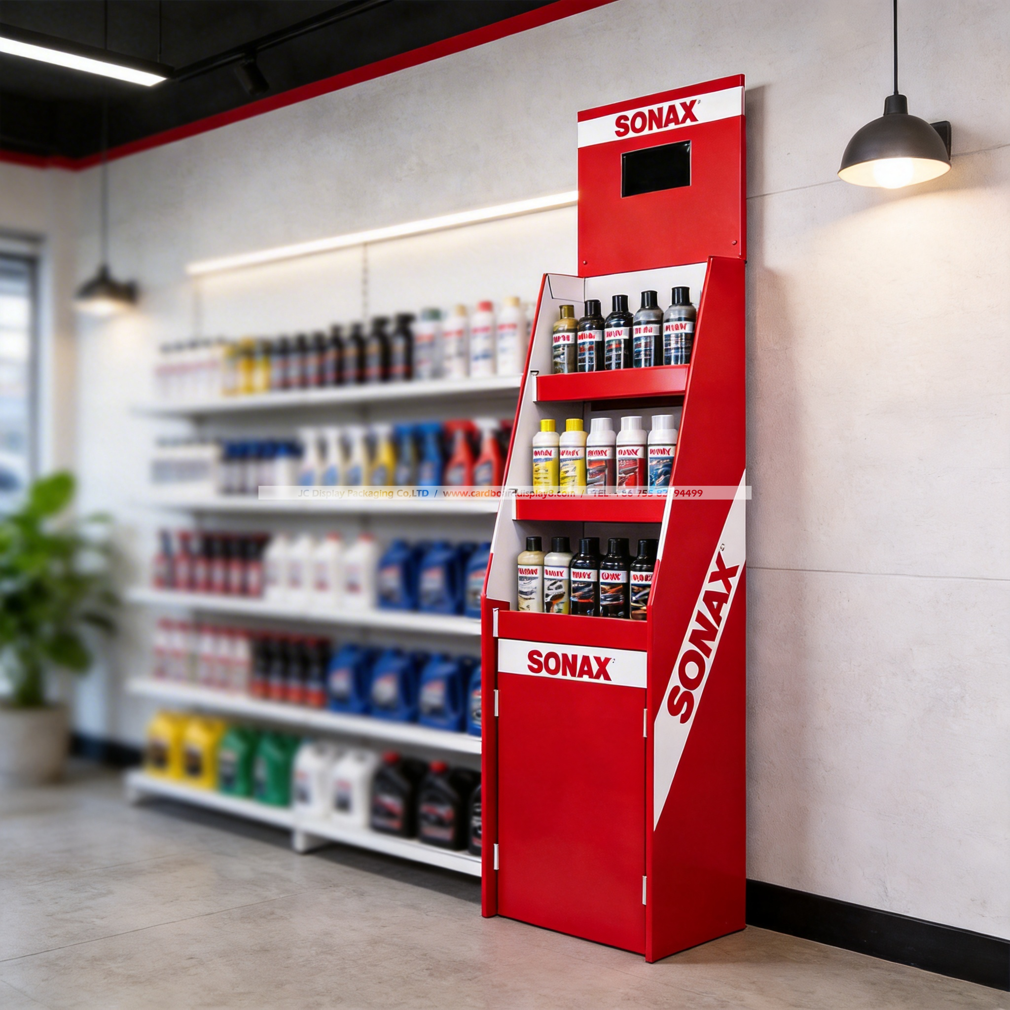 独家定制款SONAX多层瓦楞纸汽车用品展示架 独家定制款SONAX多层瓦楞纸汽车用品展示架