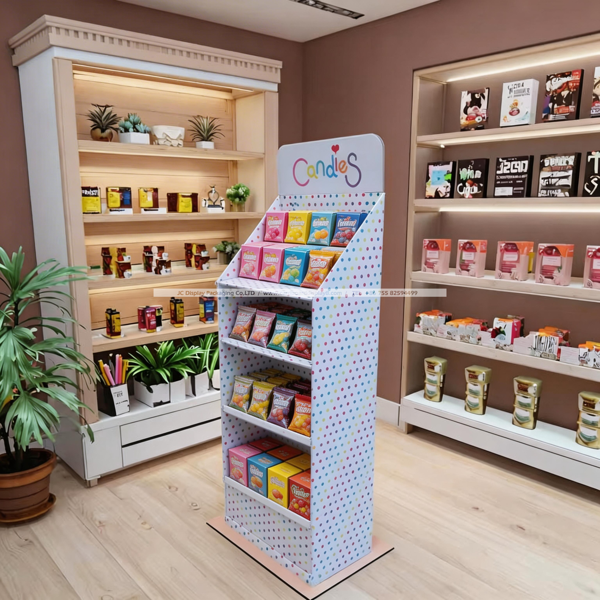 定制款Candies主题多层瓦楞纸糖果展示架
