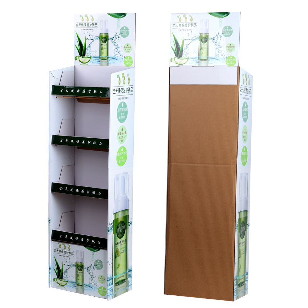 定制款天然保湿类护肤品多层瓦楞纸展示架