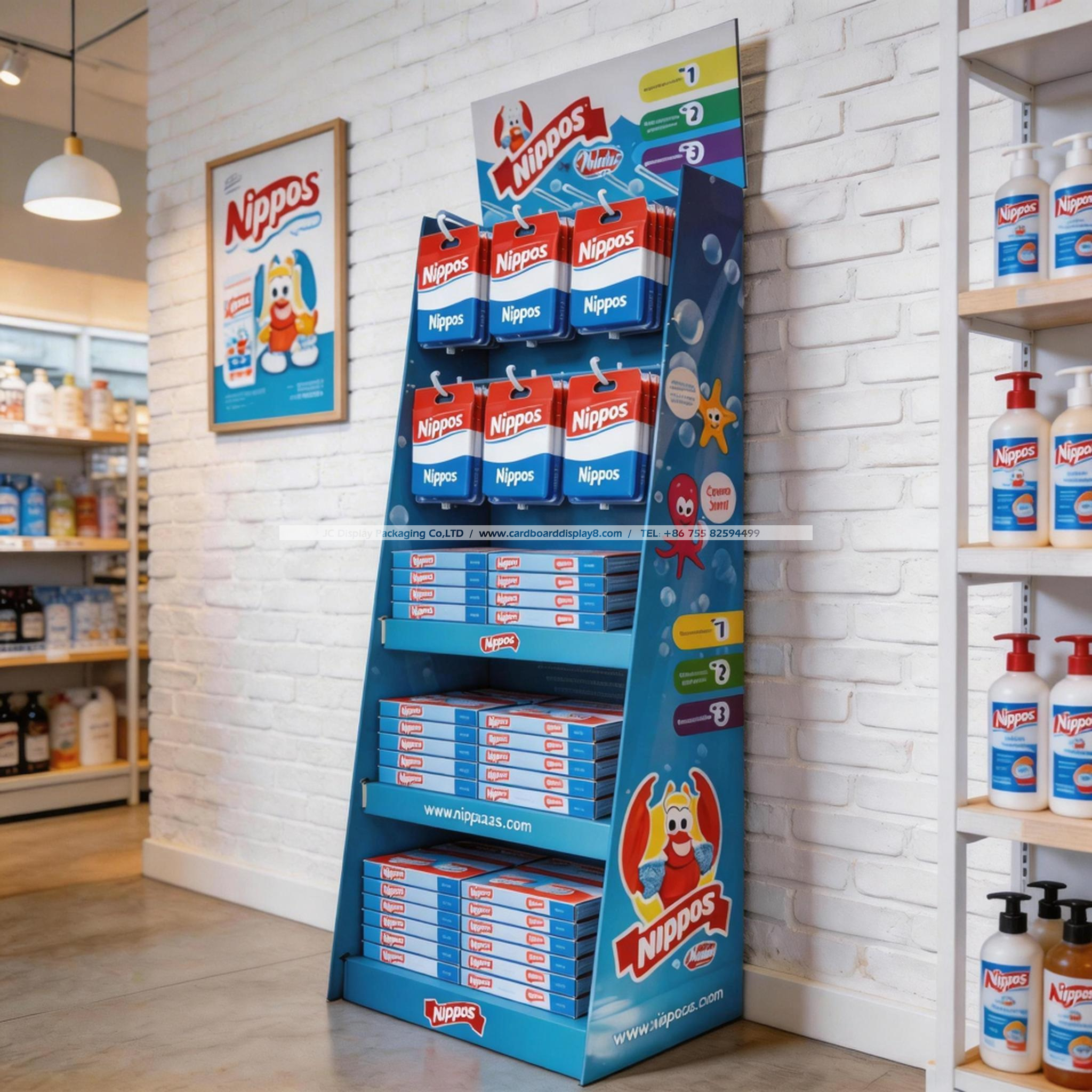 Nippos儿童刷类立式瓦楞纸展示架定制