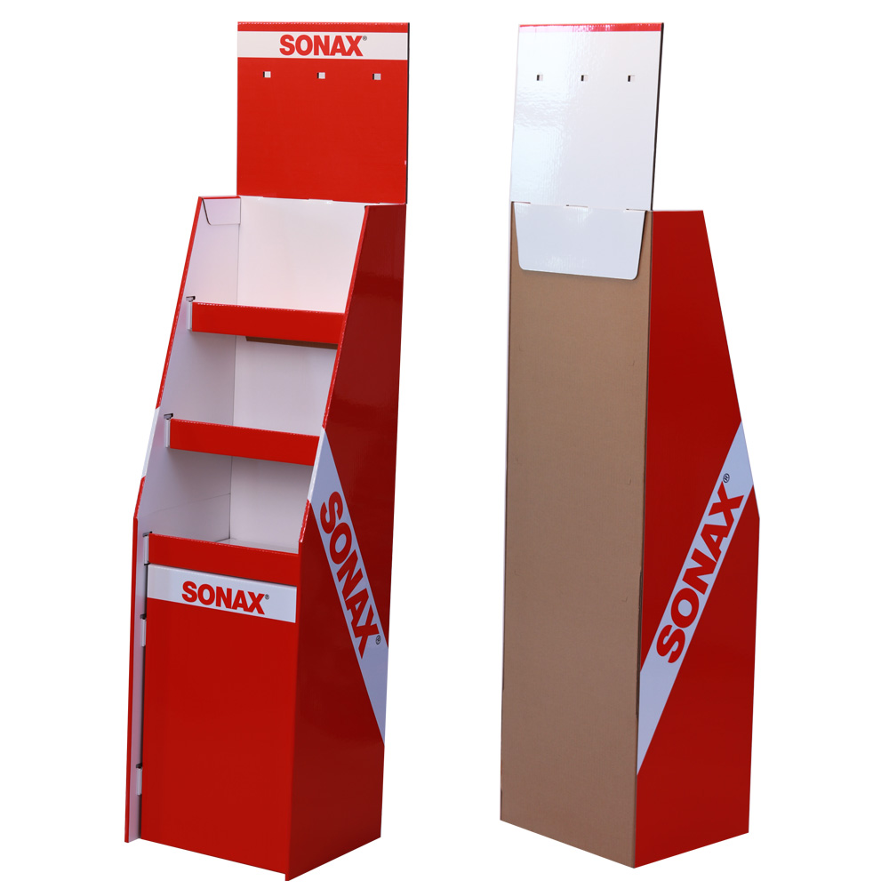SONAX定制瓦楞纸落地式展示架:商超汽车护理产品促销的高效展示利器 SONAX定制瓦楞纸落地式展示架:商超汽车护理产品促销的高效展示利器