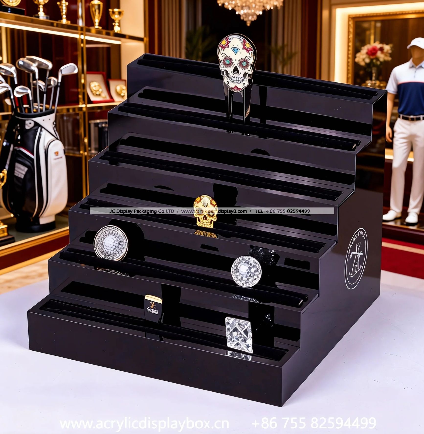 实用又美观的黑色亚克力高尔夫球钉展示架 实用又美观的黑色亚克力高尔夫球钉展示架