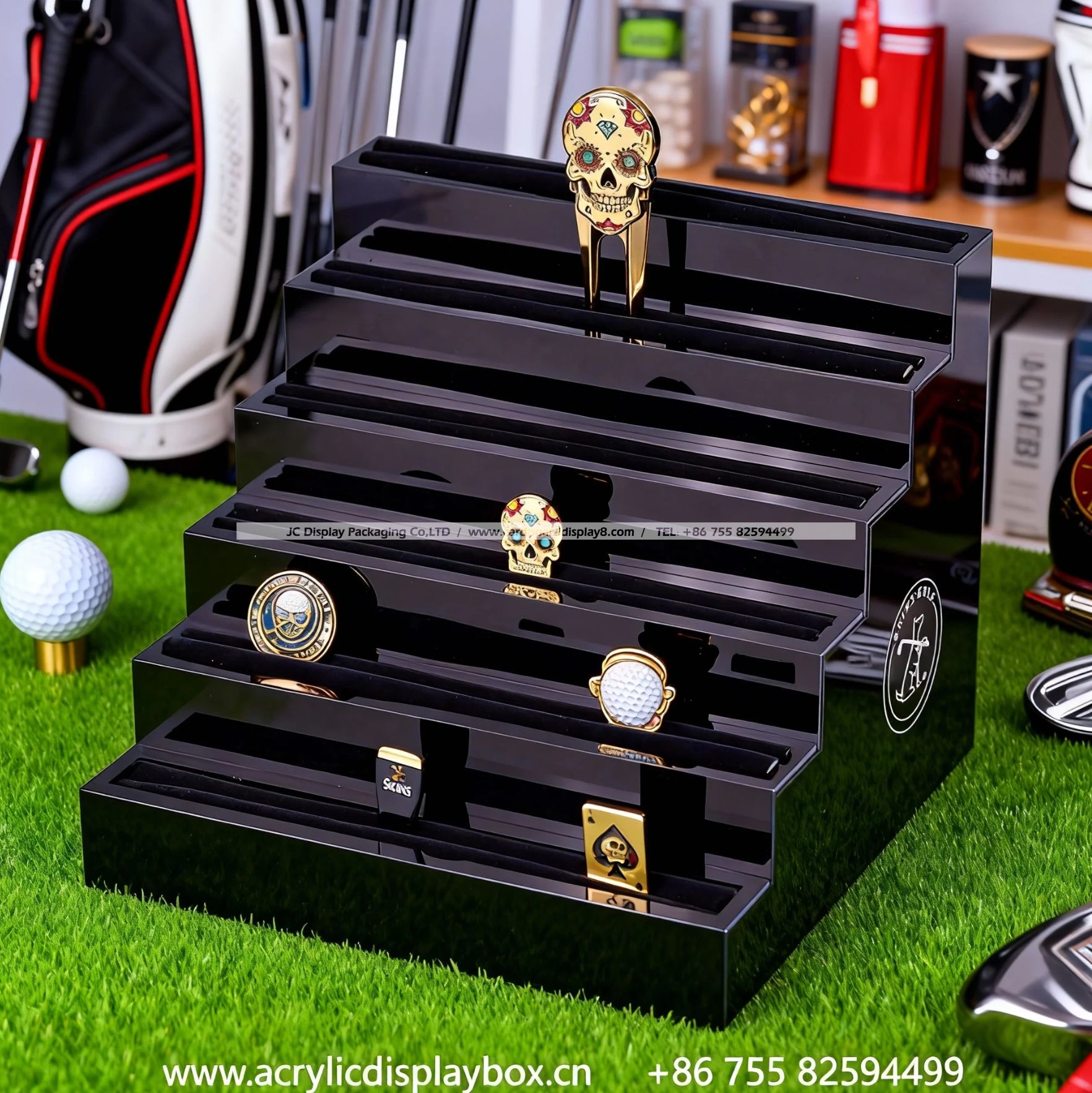 实用又美观的黑色亚克力高尔夫球钉展示架 实用又美观的黑色亚克力高尔夫球钉展示架