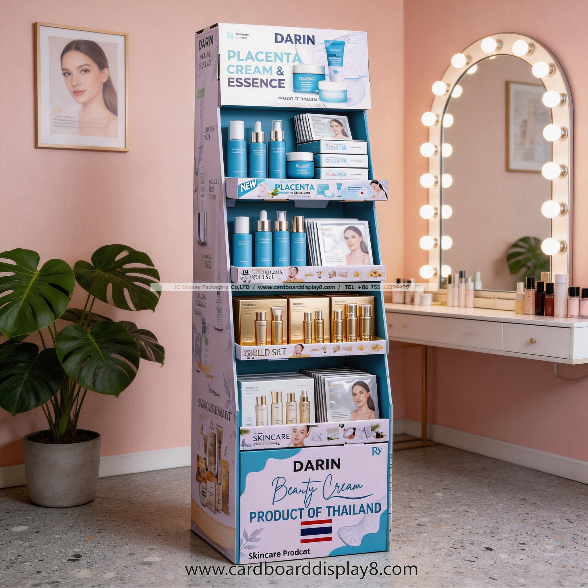 定制化妆品纸板展示架工厂