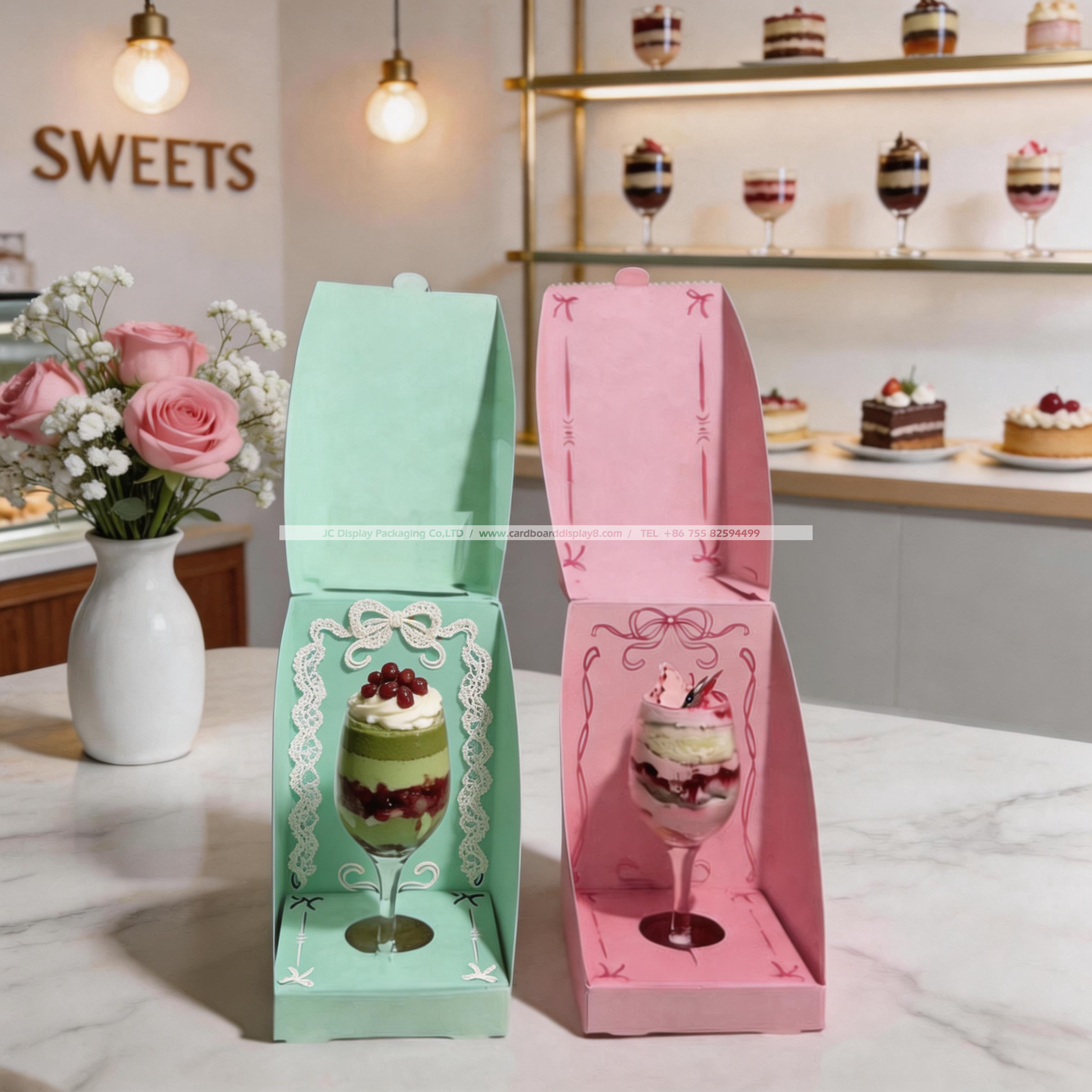 高脚杯甜品定制专属包装展示盒