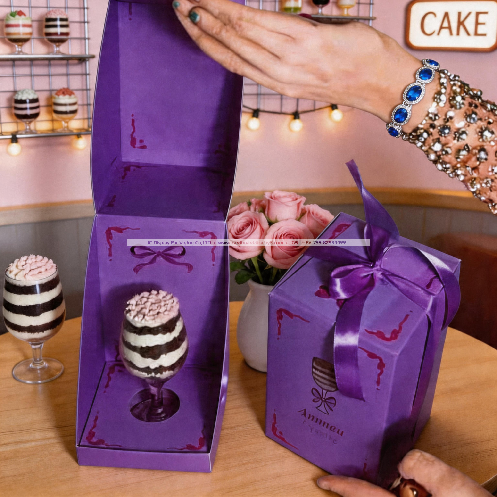 高脚杯甜品定制专属包装展示盒