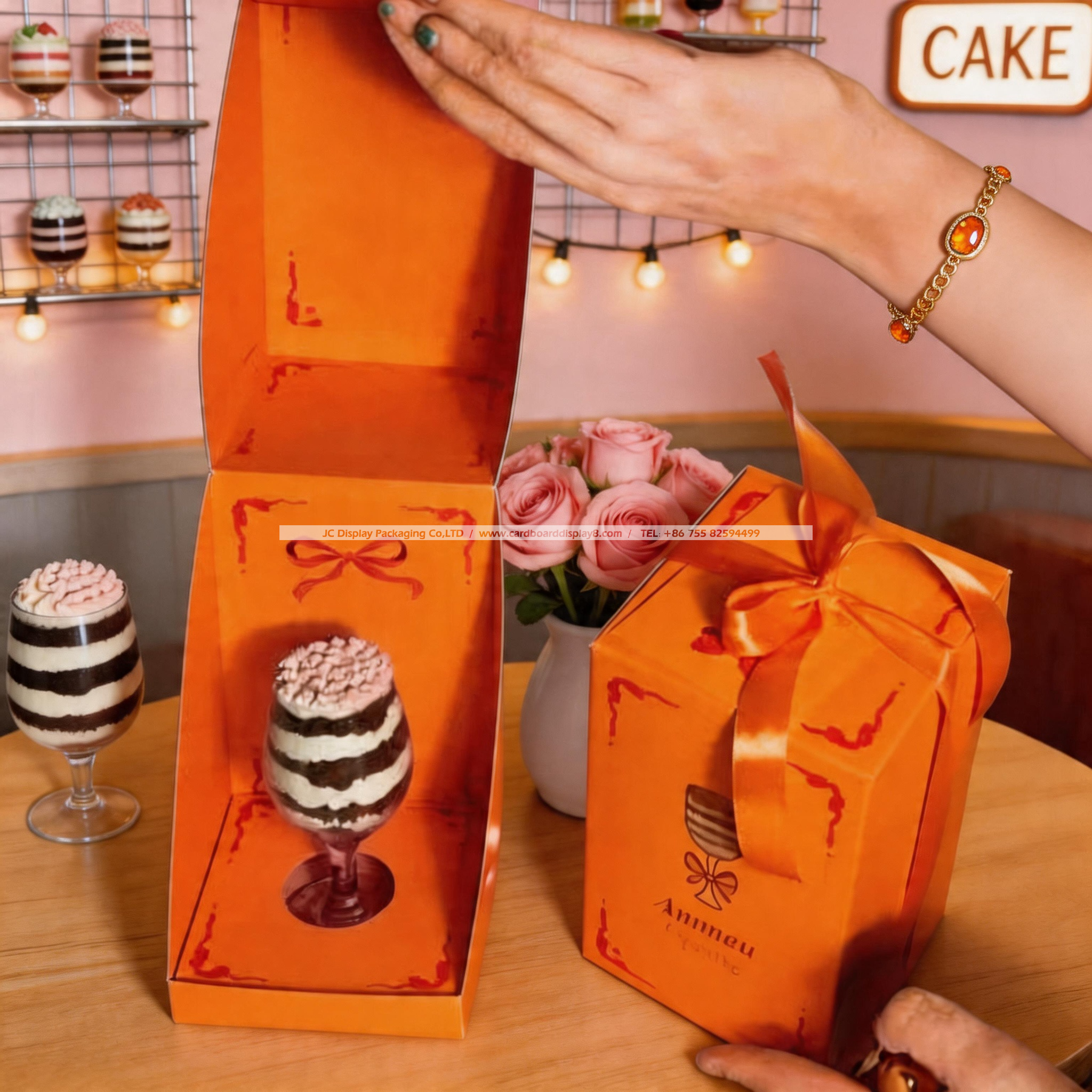 高脚杯甜品定制专属包装展示盒