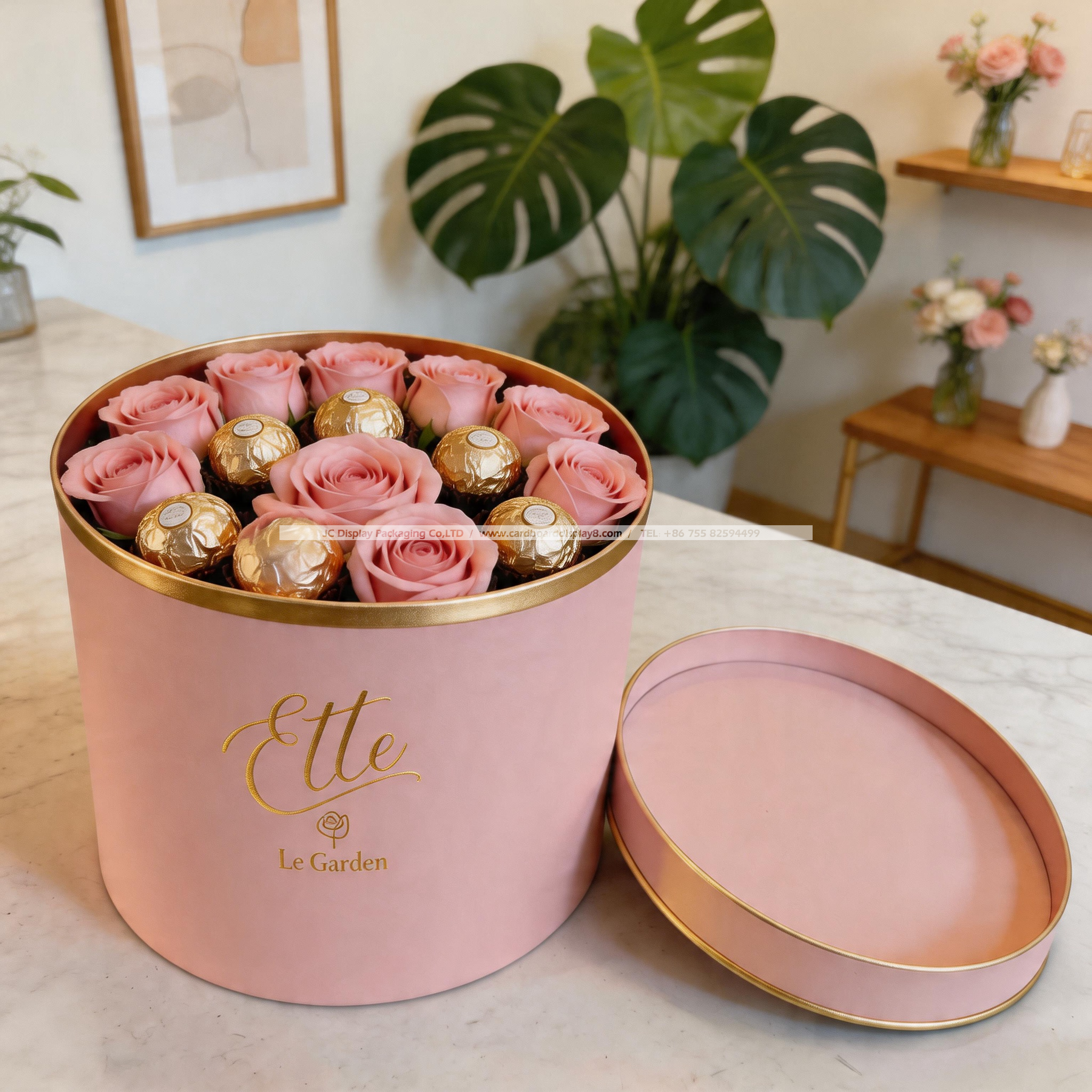 圆形纸质鲜花巧克力包装礼盒