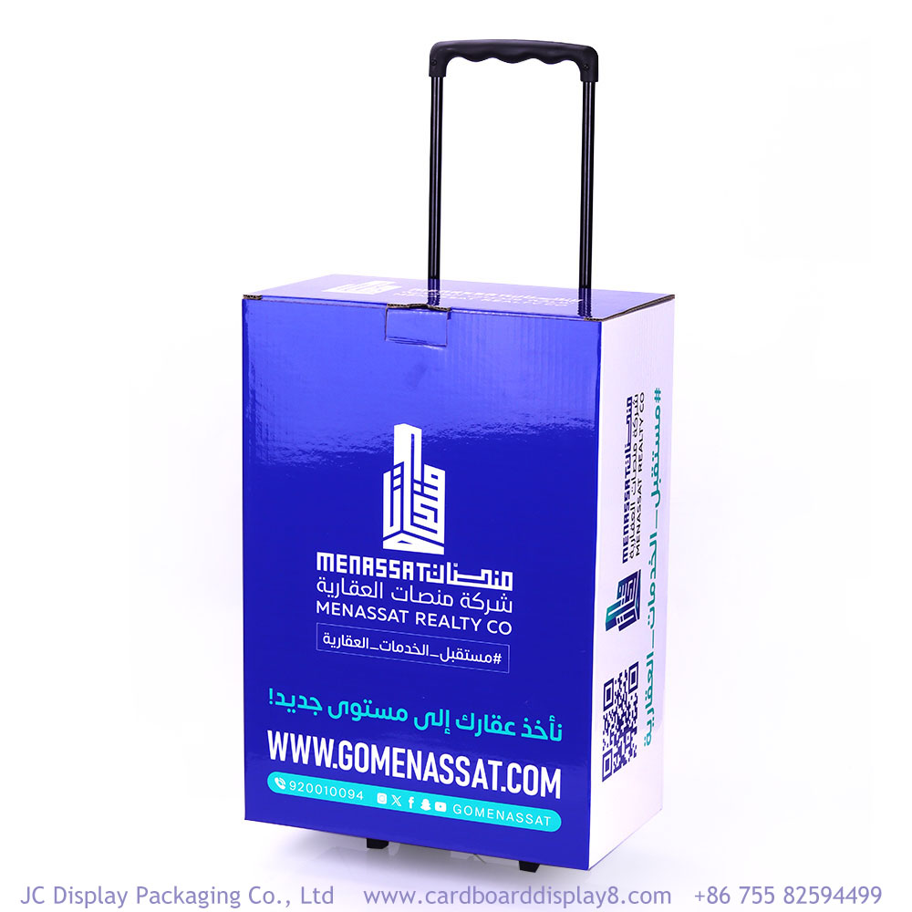 带拉杆轮子可折叠全彩瓦楞纸箱展会纸拉箱