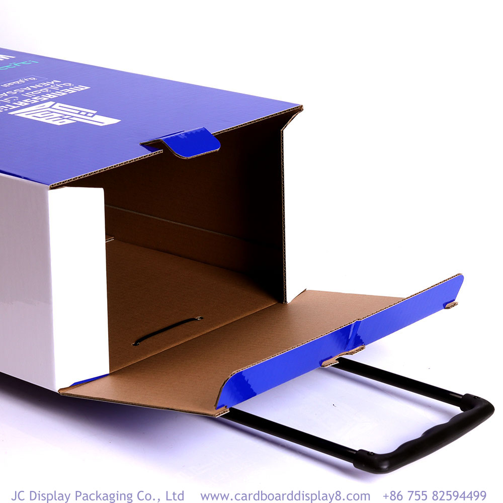 带拉杆轮子可折叠全彩瓦楞纸箱展会纸拉箱