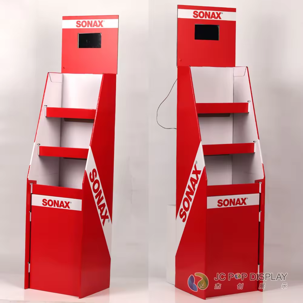 工厂定制带有LCD显示屏的瓦楞纸板展示架